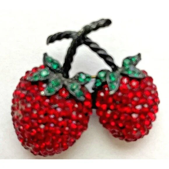 Weiss Strawberry Lapel Brooch Pin Vintage - Picture 3 of 12
